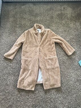 Magaschoni Plush Faux-Fur Coat in Camel Brown